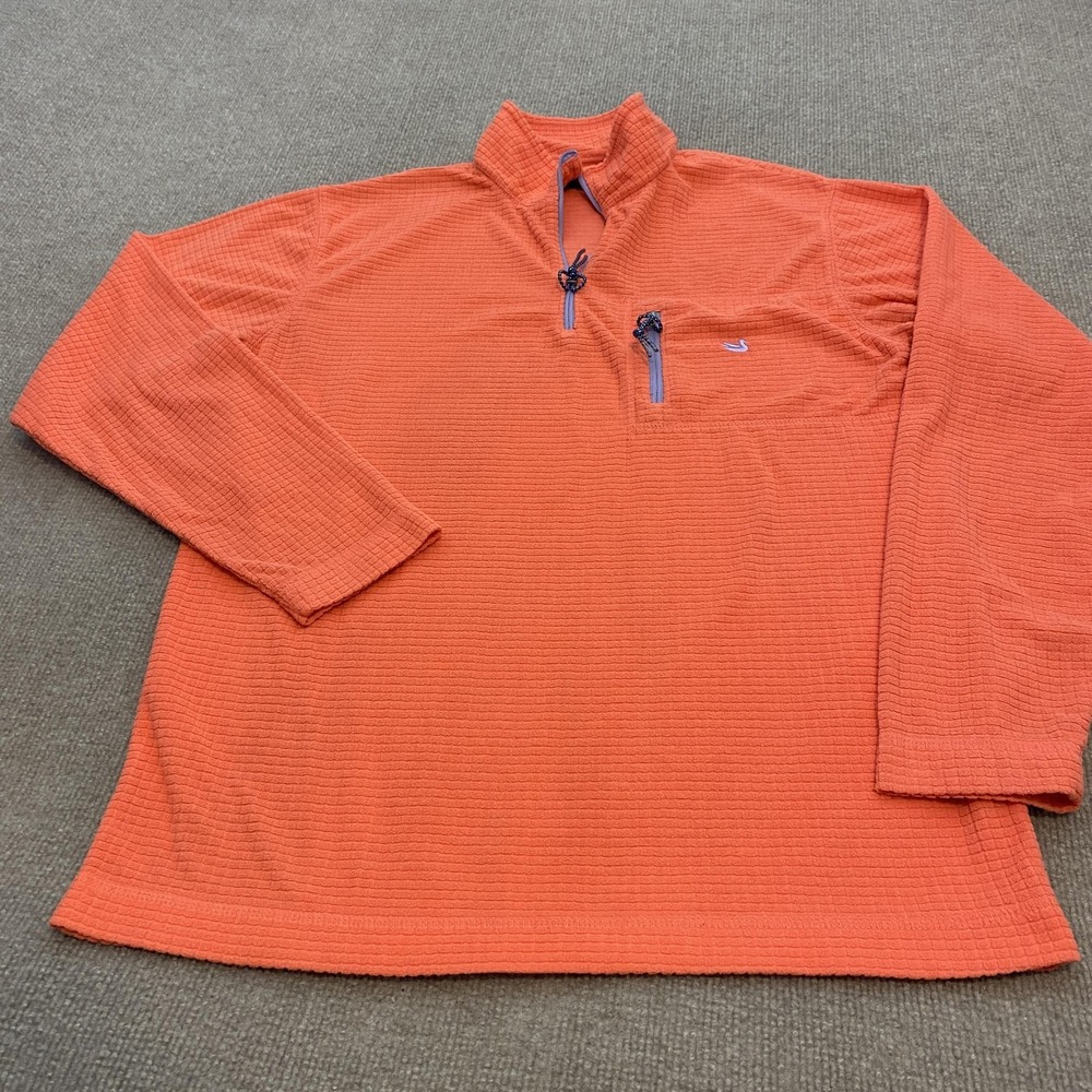 Southern Marsh Pullover Mens Small Salmon Fieldtec Quarter Zip Waffle Grid